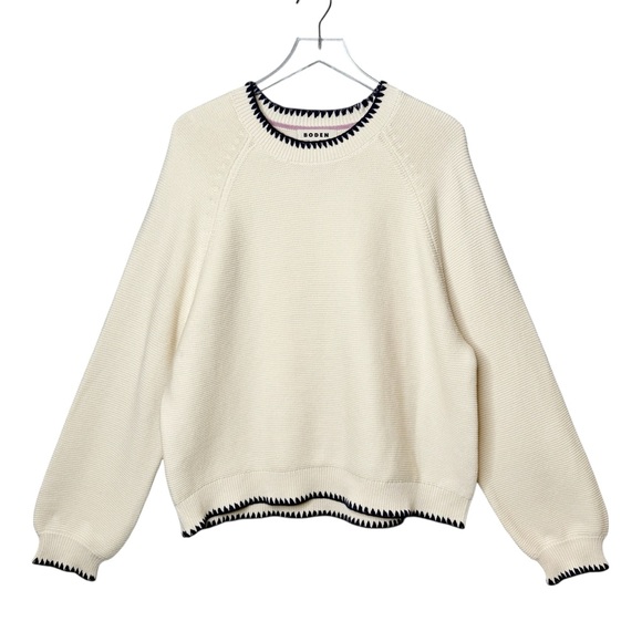 Boden Sweaters - NWOT Boden Lena Cream Stitch Detail Jumper Women’s Bishop Sleeve Sweater Sz L